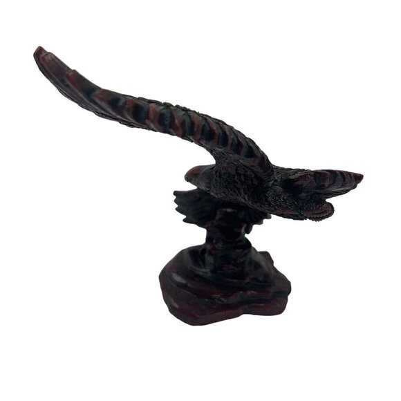 2 Vintage Red Resin Bird Eagle Sculptures Wings Spread - Picture 4 of 11
